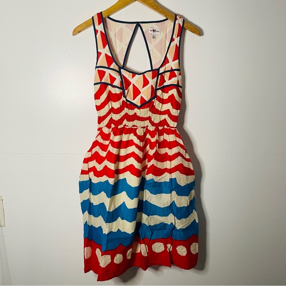 anthropologie | we love vera | high seas open back mini dress - Picture 1 of 11